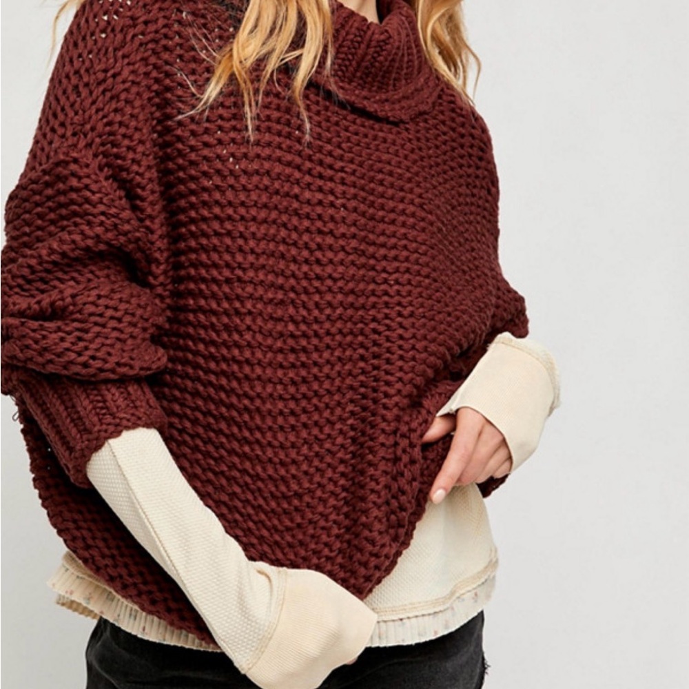 Free People My Only Sunshine Sweater- Burgundy